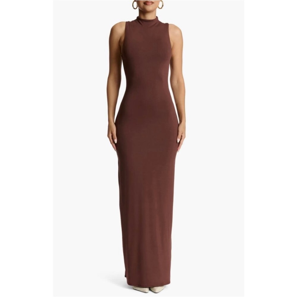 Brown Sleeveless Maxi Dress
